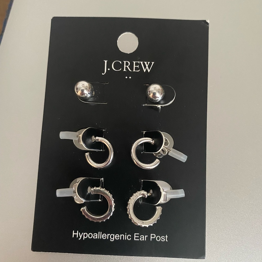 Jcrew set of small silver (nickel) earrings